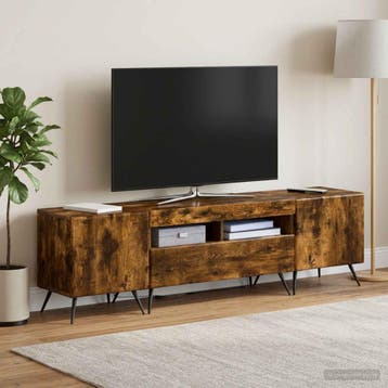 vidaXL LED tv-meubel BREDA 3 st Gerookt eiken Bewerkt hout, Verzenden, Nieuw