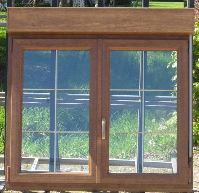 pvc raam , chassis , venster 131 x 127 gouden eik rolluik, Bricolage & Construction, Châssis & Portes coulissantes, Enlèvement ou Envoi