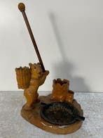 Ges Gesch - sculptuur, Zwarte Woud Beer met Rugzak - 36 cm -