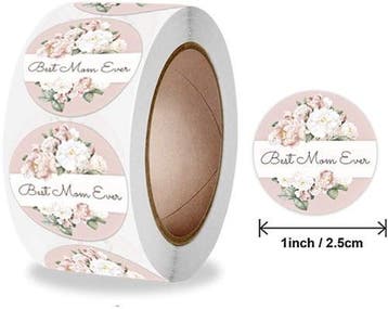 Sluitstickers best mom ever rond etiket 2,5 cm rol 500, Nieuw