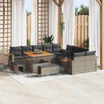 vidaXL Tuinbank Set met kussen 17 pcs Grijs poly rattan, Tuin en Terras, Verzenden, Nieuw