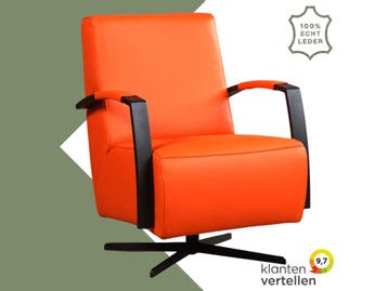 Leren draaifauteuil Mood - Toledo Orange (oranje) -, Nieuw, Ophalen of Verzenden, 50 tot 75 cm, Industrieel, Modern