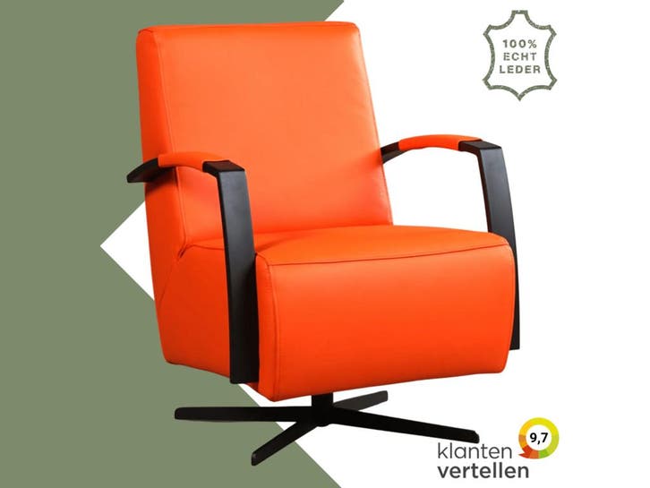 Leren draaifauteuil Mood - Toledo Orange (oranje) -, Maison & Meubles, Fauteuils, Enlèvement ou Envoi