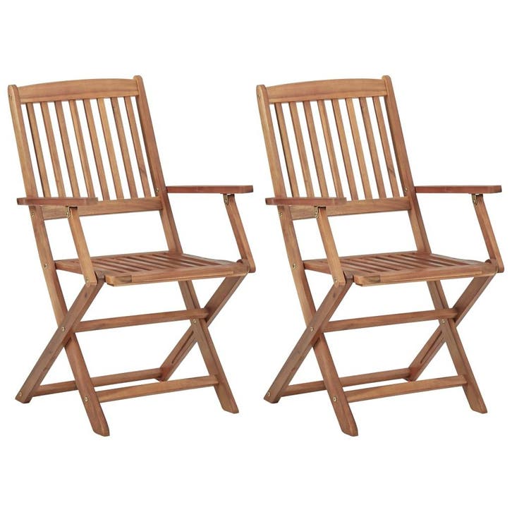 vidaXL Tuinstoelen 2 st inklapbaar massief acaciahout, Tuin en Terras, Tuinstoelen, Nieuw, Verzenden
