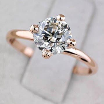 Ring - 14 karaat Roségoud - 1.01ct. tw. Diamant (Natuurlijk