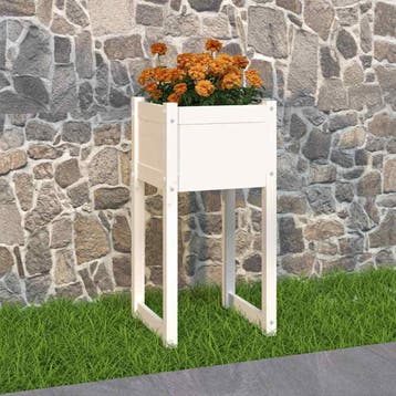 vidaXL Plantenbak 40x40x81 cm massief grenenhout wit, Verzenden