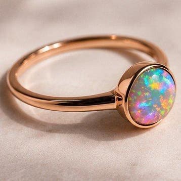 Opaal - Zilver - Ring - Natuurlijke opaal zilveren ring, Verzamelen