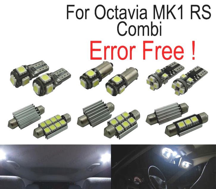 Kit 12 Ampoules Led Intérieur Pour Skoda Octavia 1 Mk1 Mk I, Auto-onderdelen, Verlichting, Verzenden