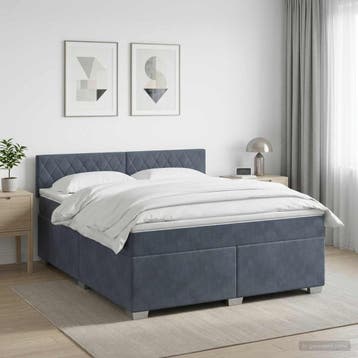 vidaXL Boxspringbed met matras Donkergrijs 140 x 190 cm, Verzenden