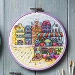 Amsterdamse Bloemenkraam Borduurset 18CT op Wit Borduurstof, Verzenden, Nieuw