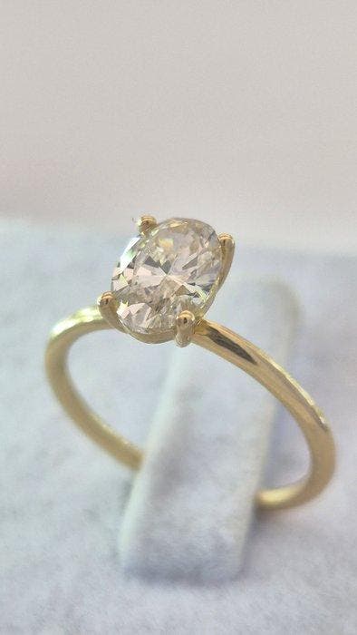 Ring - 14 karaat Geel goud - 1.00ct. tw. Diamant, Handtassen en Accessoires, Ringen