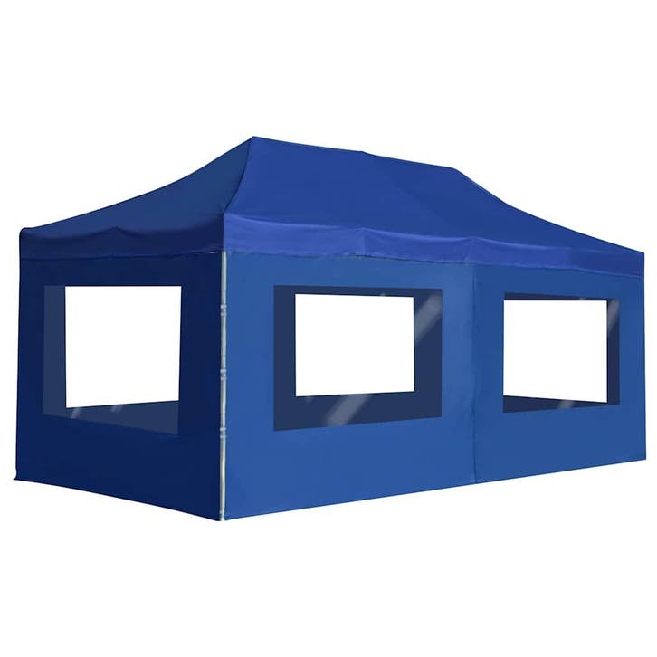 vidaXL Partytent inklapbaar met wanden 6x3 m aluminium blauw, Tuin en Terras, Partytenten, Nieuw, Verzenden