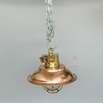 Plafondlamp - Koper, Messing, Glas - Industrieel plafondlamp