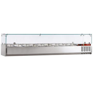 Gekoelde opzetstructuur 9x GN 1/3 - 150 mm, met glasopbouw, Verzenden, Nieuw in verpakking, Koelen en Vriezen