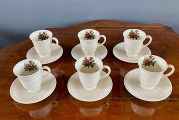 Wedgwood - Service à café (6) - Moss Rose - Céramique -