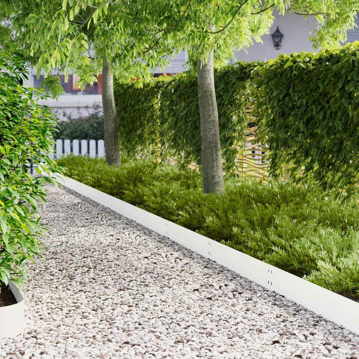 vidaXL Gazonrand 50 pcs 100 x 20 cm Staal Wit, Jardin & Terrasse, Traverses & Bordures, Envoi