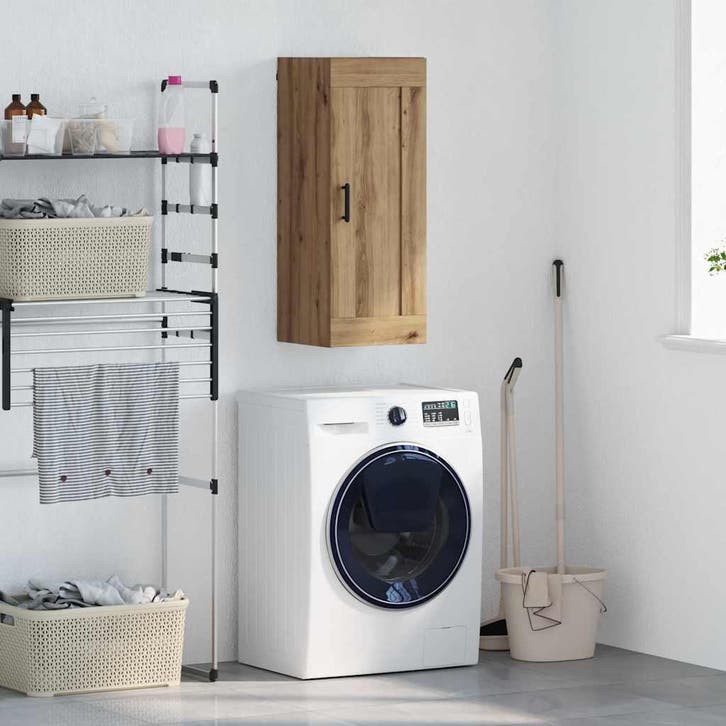 vidaXL Wandkast Artisan Eiken 34,5 x 34 x 90 cm Bewerkt hout, Maison & Meubles, Armoires | Dressoirs, Envoi