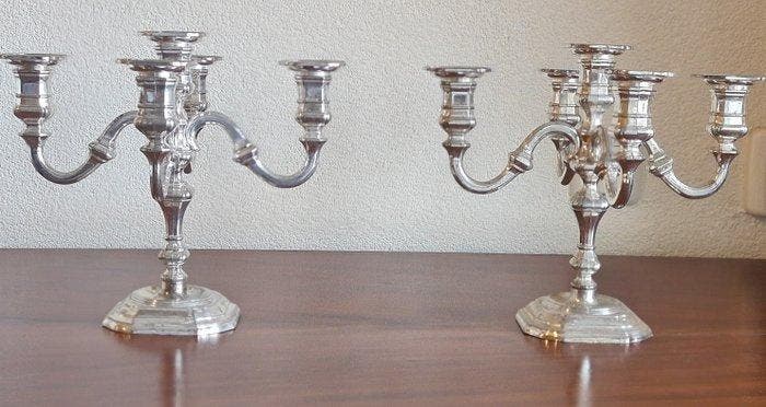 BMF - Chandelier (2) - Plaqué(e) argent - Candélabres, Antiquités & Art, Curiosités & Brocante
