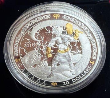 Canada. 20 Dollars 2019, Norse Gods: Thor 1 oz (.999) mit