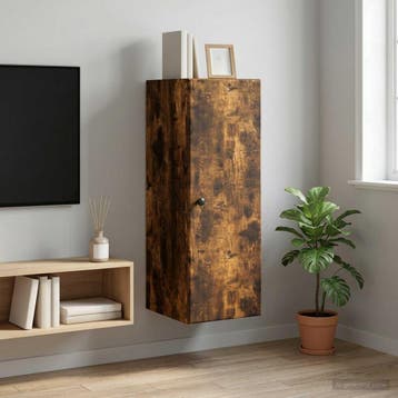 vidaXL Wandkast 33 x 34,5 x 90 cm Bewerkt hout Gerookt eiken, Verzenden