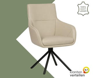 Leren draaibare eetkamerstoel Fancy - Toledo Mastic, Nieuw, Leer, Ophalen of Verzenden, 90 cm of meer