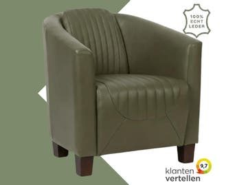Leren fauteuil Press Special - Massif Olive (olijf/groen) -, Nieuw, Ophalen of Verzenden, Eigentijds, Klassiek, Retro, Romantisch, Vintage