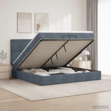 vidaXL Ottoman bed met matras Donkergrijs 200 x 200 cm, Verzenden