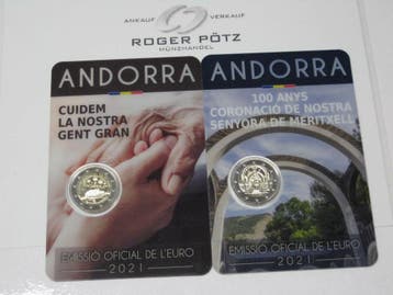 Andorra 2 x 2 Euro 2021 Gedenkmunten Meritxell en Seniore..., Verzenden, België