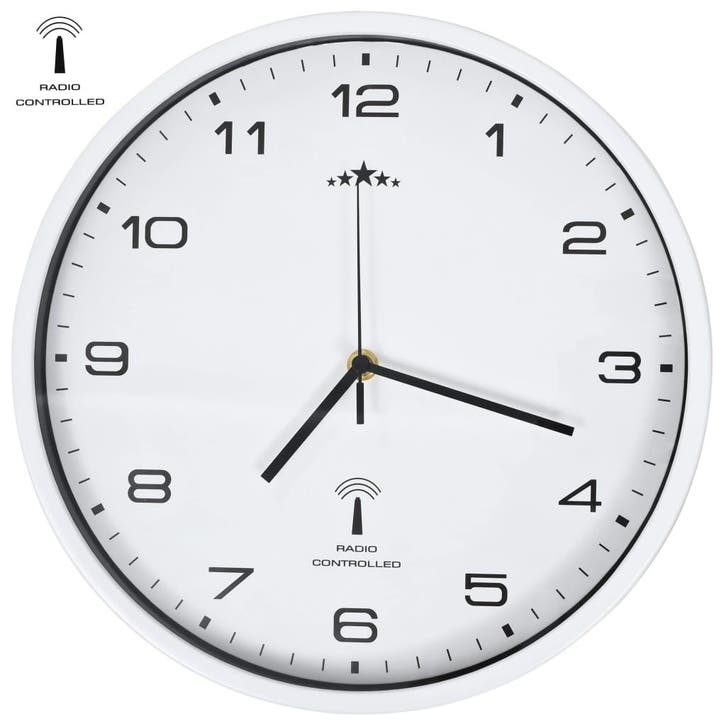 vidaXL Wandklok met quartz uurwerk radiogestuurd 31 cm wit, Huis en Inrichting, Woonaccessoires | Klokken, Nieuw, Verzenden