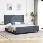 vidaXL Boxspring bed met hoofdeinde Donkergrijs 180 x 200 cm, Verzenden, Nieuw