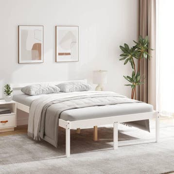 vidaXL Seniorenbed massief grenenhout wit 135x190 cm, Verzenden