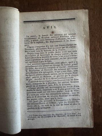 [Cuvier, Frédéric — attribué à]. - Notice des animaux