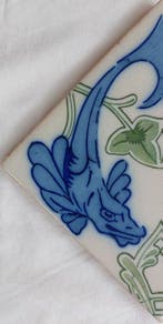 Jugendstil Tegel - Art nouveau tegel met vissen - Onda - Art