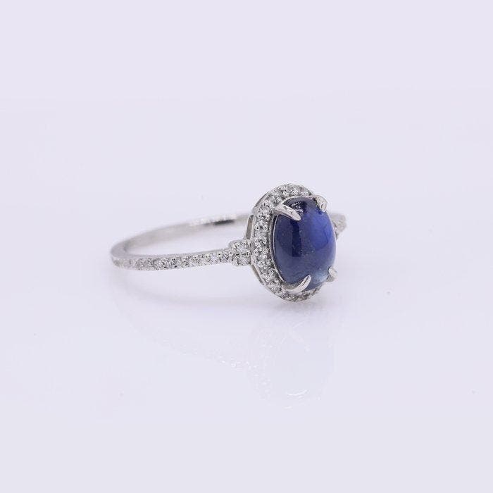 Zonder minimumprijs - Ring Platina - 2.00ct. tw. Saffier -, Handtassen en Accessoires, Ringen