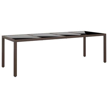 vidaXL Tuintafel met glazen blad poly rattan bruin, Tuin en Terras, Verzenden, Nieuw