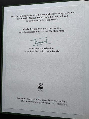 Suske en Wiske - Luxe uitgave De Rinoramp WNF gesigneerd, Nieuw