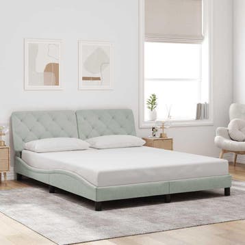 vidaXL Bedframe zonder matras 160x200 cm fluweel lichtgrijs, Verzenden