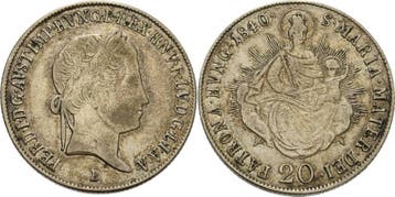 20 Kreuzer 1840, Kaiserreich Österreich Ferdinand I 1835-.., Postzegels en Munten, Verzenden, België
