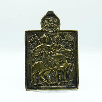 Icoon - De heiligen Florus en Laurus te paard - Messing