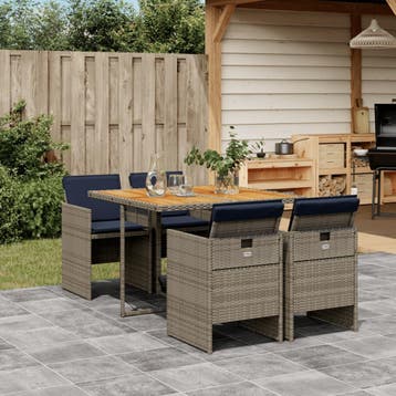 vidaXL 5-delige tuinset met kussens, grijs polyrotan, Verzenden, Tuinset