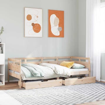 vidaXL Slaapbank met lades 90x190 cm massief grenenhout, Verzenden