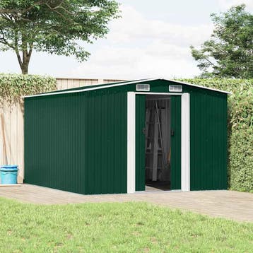 vidaXL Tuinschuur 257x298x178 cm metaal groen, Verzenden