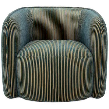 Groengeel Gestreepte Fauteuil - Ongebruikt, Verzenden