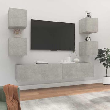 vidaXL 6-delige Tv-meubelset bewerkt hout betongrijs, Verzenden, Nieuw