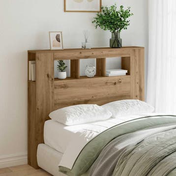 vidaXL Hoofdeinde met LED 120x18,5x103,5 cm hout artisanaal, Verzenden, Nieuw