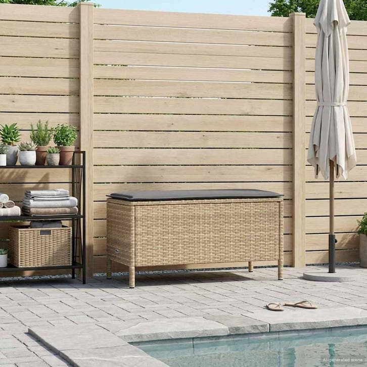 vidaXL Tuin Voetenbank Beige en Lichtgrijs 80 x 38 x 42 cm, Tuin en Terras, Tuinsets en Loungesets, Nieuw, Verzenden