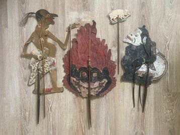 Marionet (4) - Wayang Kulit Java - Hout, Leder - 1920-1930, Antiek en Kunst