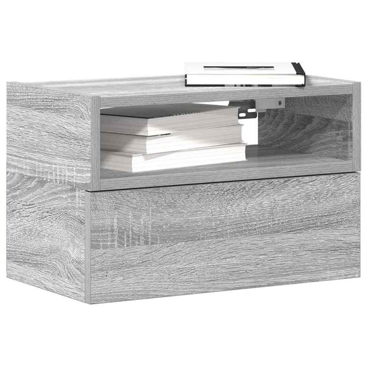 vidaXL Nachtkastje wandgemonteerd 45x26x28,5cm grijs sonoma, Huis en Inrichting, Slaapkamer | Nachtkastjes, Nieuw, Verzenden