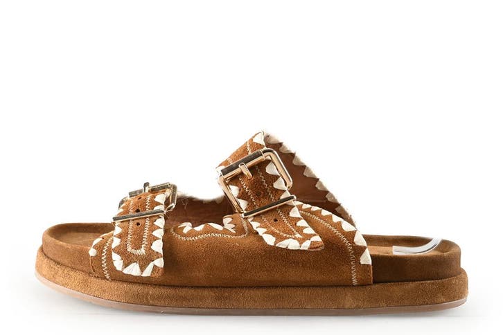 Manfield Muiltjes in maat 40 Cognac, Kleding | Dames, Schoenen, Overige kleuren, Zo goed als nieuw, Verzenden