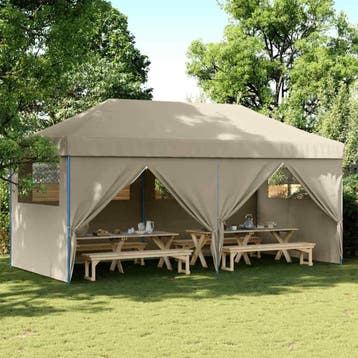 vidaXL Partytent Pop-up 580 x 292 x 315 cm Taupe Oxford Stof, Verzenden, Nieuw